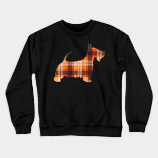 Red, Yellow and Black Tartan Scottish Terrier Dog Silhouette Crewneck Sweatshirt